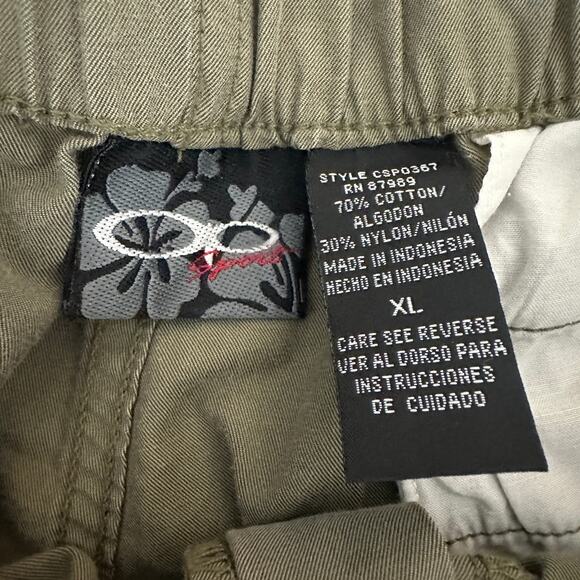 Vintage OP cargo shorts men’s size large green khaki elastic waist ocean pacific - Picture 6 of 10